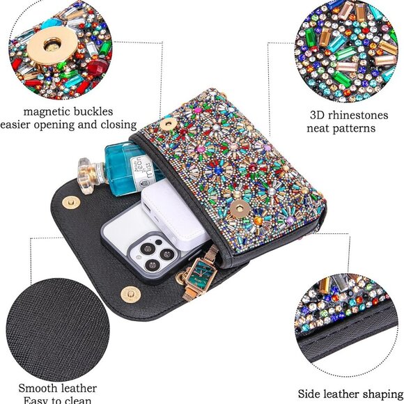 Shoulder Bags Crossbody Bag Purses Handbags Crystals Rhinestone Evening Bag for - Picture 5 of 6